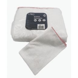 L-PRO Extra Large Knitted Cloths / Dishcloths White with Red Hemmed Edge 30cm x 50cm 20 Pack