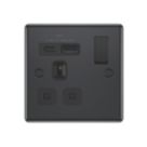 LAP  13A 1-Gang SP Switched Socket + 3A 18W 2-Outlet Type A & C USB Charger Black Nickel with Black Inserts