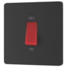 British General Evolve 45A 1-Gang 2-Pole Cooker Switch Matt Black with LED with Black Inserts