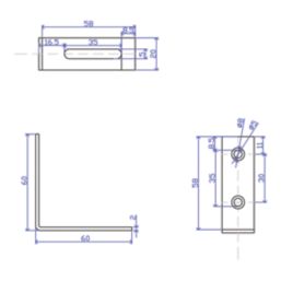 Essentials Adjustable Corner Brackets Silver 60mm x 60mm x 20mm 10 Pack