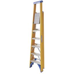 Werner Fibreglass 2.01m 6 Step Platform Step Ladder With Handrail
