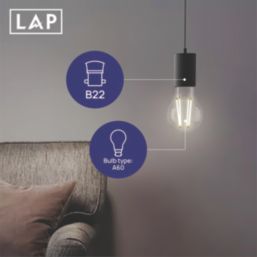 LAP  B22 A60 LED Light Bulb Clear 806lm 3.8W 2 Pack