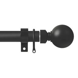 Renaissance Matt Black Curtain Pole 28/25mm x 120-210cm