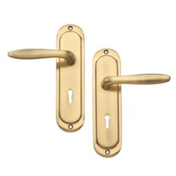 Designer Levers Mocho  Fire Rated Lever Lock Door Handle Pair Antique Brass