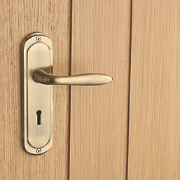 Designer Levers Mocho  Fire Rated Lever Lock Door Handle Pair Antique Brass