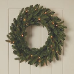Fraser Fir 500mm Indoor  Battery LED Pre Lit Artificial Christmas Wreath