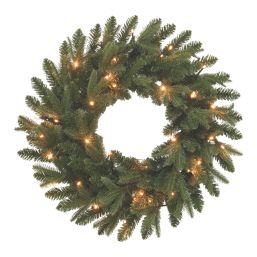 Fraser Fir 500mm Indoor  Battery LED Pre Lit Artificial Christmas Wreath