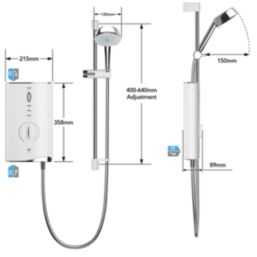 Mira Sport Max with Airboost White/Chrome 9kW  Electric Shower