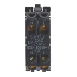 Contactum  20AX Grid DP Control Switch Brushed Steel  with White Inserts