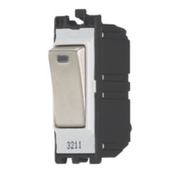 Contactum  20AX Grid DP Control Switch Brushed Steel  with White Inserts