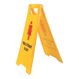 Essentials Female Attendant On Duty A-Frame Safety Sign 600mm x 290mm