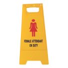 Essentials Female Attendant On Duty A-Frame Safety Sign 600mm x 290mm