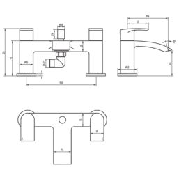Highlife Bathrooms Coll Matt Black 122mm Deck Mounted Dual Control Manual Shower Mixer Tap