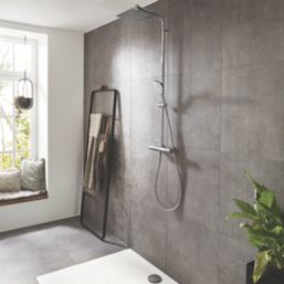 Hansgrohe Crometta E HP Rear-Fed Exposed Chrome Thermostatic Mixer Shower