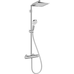 Hansgrohe Crometta E HP Rear-Fed Exposed Chrome Thermostatic Mixer Shower
