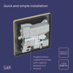LAP  13A 1-Gang SP Switched Socket + 3A 18W 2-Outlet Type A & C USB Charger Antique Brass with Black Inserts