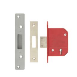 ERA Fire Rated  Satin Nickel BS 5-Lever Mortice Deadlock 64mm Case - 44mm Backset