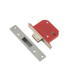 ERA Fire Rated  Satin Nickel BS 5-Lever Mortice Deadlock 64mm Case - 44mm Backset