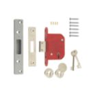 ERA Fire Rated  Satin Nickel BS 5-Lever Mortice Deadlock 64mm Case - 44mm Backset