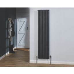 Terrier Decorative 15mm x 1/2" Anthracite/Chrome Angled & L/S Modern Thermostatic Radiator Valve & Lockshield