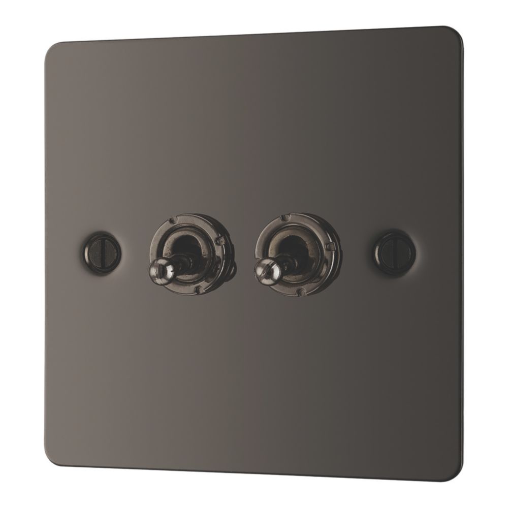 LAP 20A 16AX 2-Gang 2-Way Toggle Switch Black Nickel - Screwfix