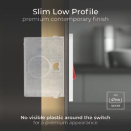 British General Evolve 45A 1-Gang 2-Pole Cooker Switch Brushed Steel with LED with White Inserts