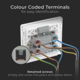 British General Evolve 45A 1-Gang 2-Pole Cooker Switch Brushed Steel with LED with White Inserts