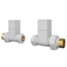 ETAL Swelt 15mm x 1/2" White Straight Designer Manual Radiator Valve Head & Body  2 Pack