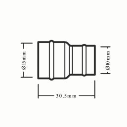 Flomasta  Copper Solder Ring Reducing Coupler 15mm x 10mm