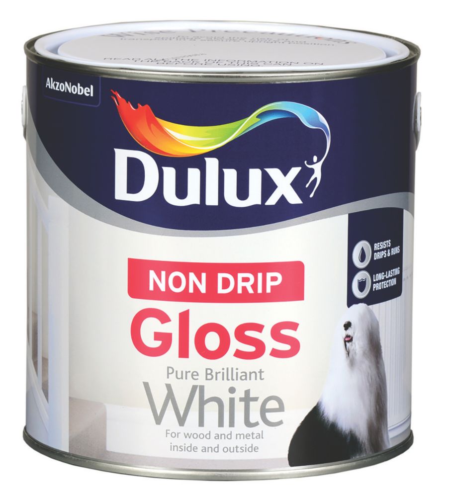 Dulux Non-Drip Gloss Paint White 2.5Ltr | Interior Wood Paints ...