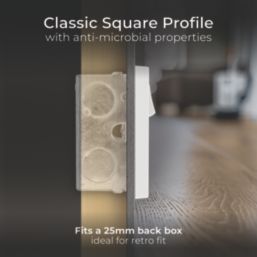 British General 900 Series 13A 2-Gang SP Switched Socket + 3A 45W 2-Outlet Type A & C USB Charger White