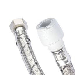 Hep2O Push-Fit Keyless Flexi Tap Connector 15mm x 3/4" x 300mm 2 Pack