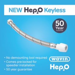 Hep2O Push-Fit Keyless Flexi Tap Connector 15mm x 3/4" x 300mm 2 Pack