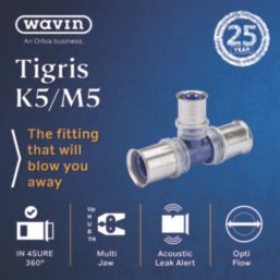 Wavin Tigris K5 Multi-Layer Composite Press-Fit Reducing Tees 25mm x 20mm x 25mm 5 Pack