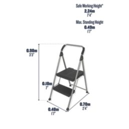 Werner Steel 2 Step 490mm Folding Step Stool With Platform