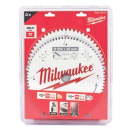 Milwaukee  Wood Circular Saw Blade Twin Pack 254mm x 30mm 60/80T 2 Pieces