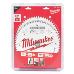 Milwaukee  Wood Circular Saw Blades 254mm x 30mm 60/80T 2 Pieces