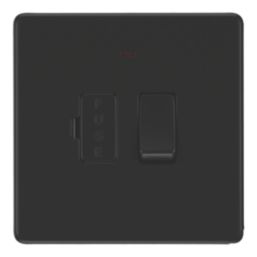 LAP  13A Switched Fused Spur with LED Matt Black with Colour-Matched Inserts