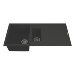 Carysil GD150-MB 1.5 Bowl Granite Composite Kitchen Sink Midnight Black Reversible 1000mm x 500mm