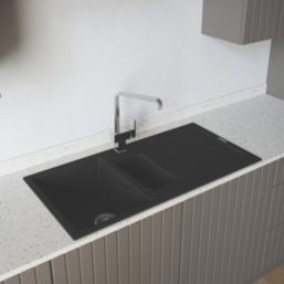 Carysil GD150-MB 1.5 Bowl Granite Composite Kitchen Sink Midnight Black Reversible 1000mm x 500mm