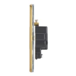 Contactum Lyric 2A 1-Gang Unswitched Round Pin Socket Brushed Brass with White Inserts