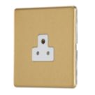 Contactum Lyric 2A 1-Gang Unswitched Round Pin Socket Brushed Brass with White Inserts