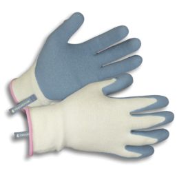 ClipGlove Bamboo Fibre  Womens Bamboo Gardening Gloves Blue / Cream Medium
