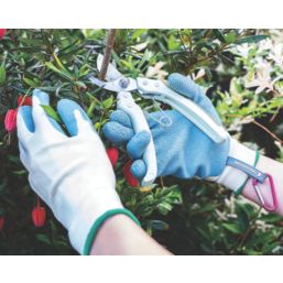 ClipGlove Bamboo Fibre  Womens Bamboo Gardening Gloves Blue / Cream Medium