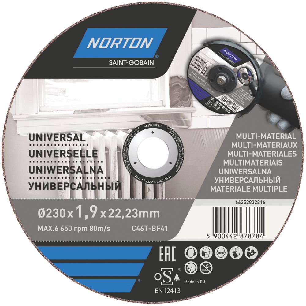 Norton Cutting Disc 9" (230mm) x 1.9mm x 22.23mm 3 Pack Screwfix