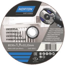 Norton  Multi-Material Cutting Discs 230mm (9") x 22.23mm 3 Pack