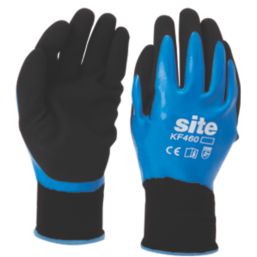 Site  Fully-Coated Latex Grip Gloves Blue / Black Large