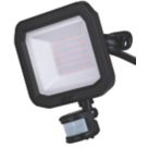 Luceco Castra Outdoor LED Floodlight With PIR Sensor Black 30W 3000lm