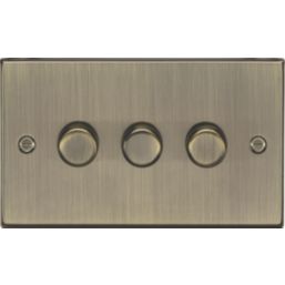 Knightsbridge  3-Gang 2-Way LED Intelligent Dimmer Switch  Antique Brass