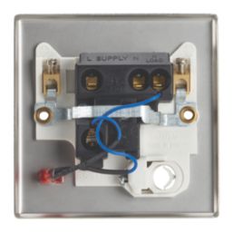 Contactum iConic 13A Unswitched Fused Spur & Flex Outlet with Neon Brushed Steel with White Inserts